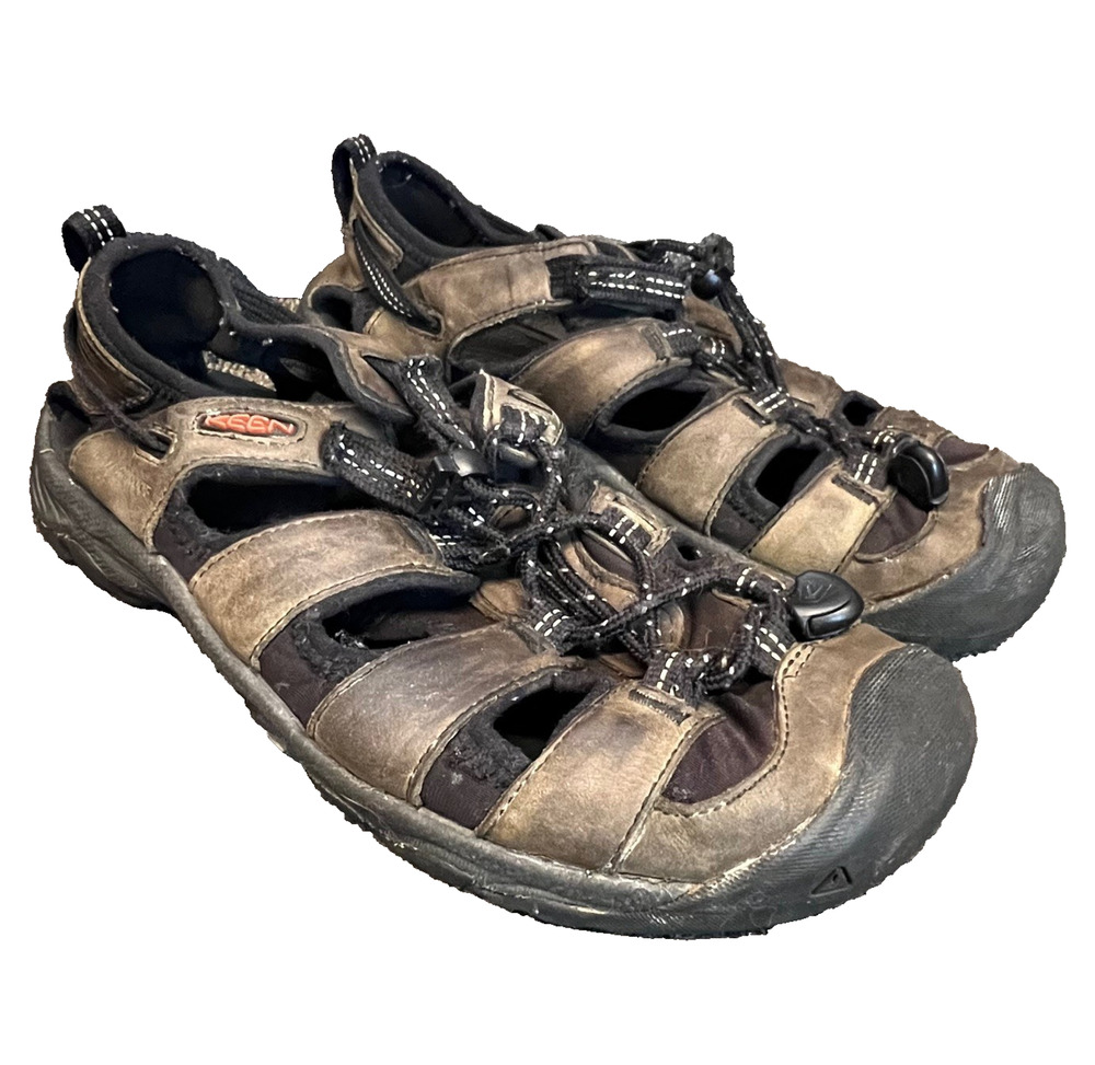 Keen Leather Sandals Mens 9 Brown Targhee Waterproof Trail Rugged Hiking Outdoor